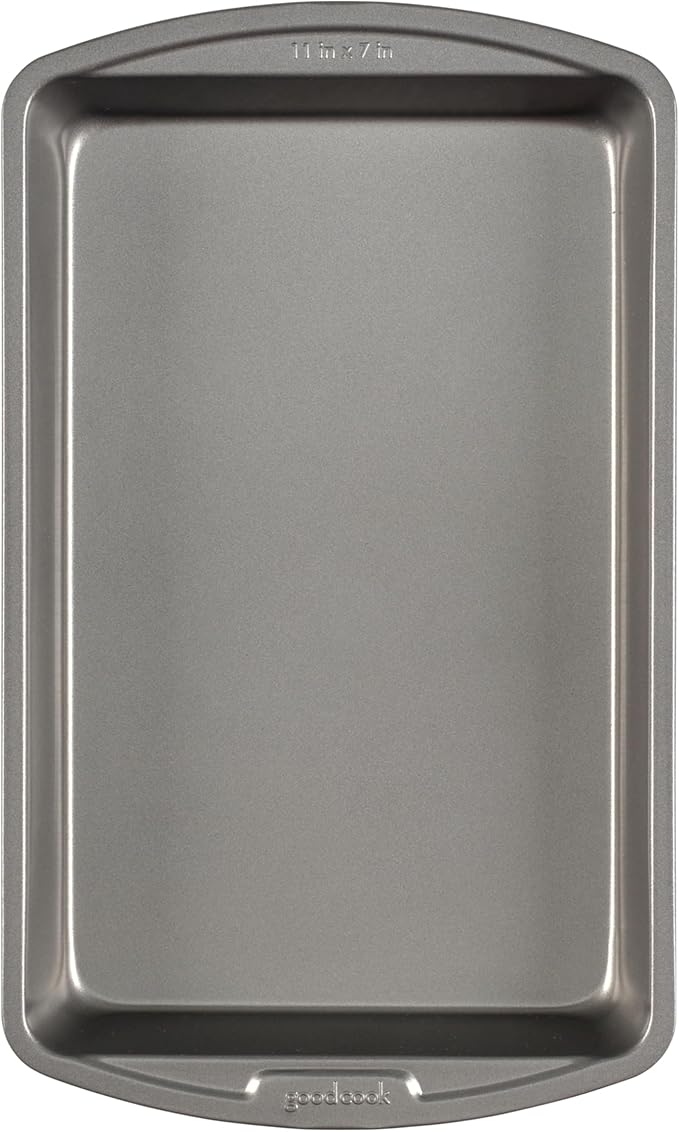 GoodCook 11 x 7 In Nonstick Steel Cake Baking Pan, Brownies, Biscuits, and Cake, Gray