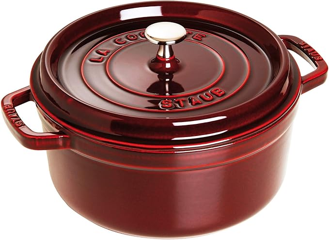Staub Cast Iron 13.25-qt Round Cocotte - Grenadine, Made in France