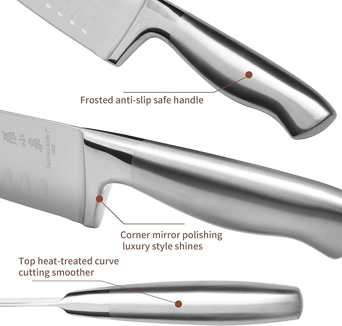 ZHANG XIAO QUAN Knife Set with White Block, High Carbon Stainless Steel Sharp Blades, Built-in Sharpener Kitchen Knife Block Set for Home Cooking