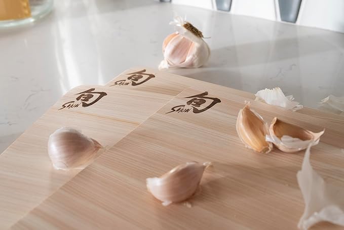 Shun Cutlery Hinoki 3 Piece Cutting Board Set, Small, Medium and Large Boards, Wooden Japanese Chopping Board for Kitchen, Medium-Soft Wood Preserves Knife Edges, Forest Stewardship Council Certified