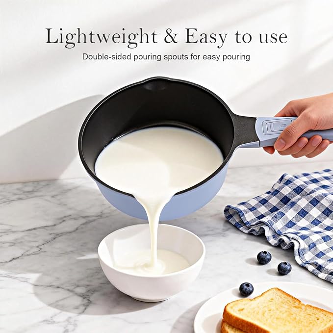 Small Sauce Pan with Lid, 1.5 Qt Saucepan with Lid, Non Stick Sauce Pan, Milk Pot & Sauce Pot & Saucepan with Pour Spout, Detachable Handle Milk Pan, Induction Compatible, Oven Safe,PFOA-Free