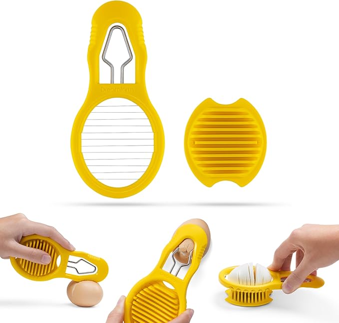 Dreamfarm Eggler 2-In-1 Compact Egg Shell Peeler & Easy Hardboiled Egg Slicer, Shell Cracking, Topping, & Peeling - Yellow