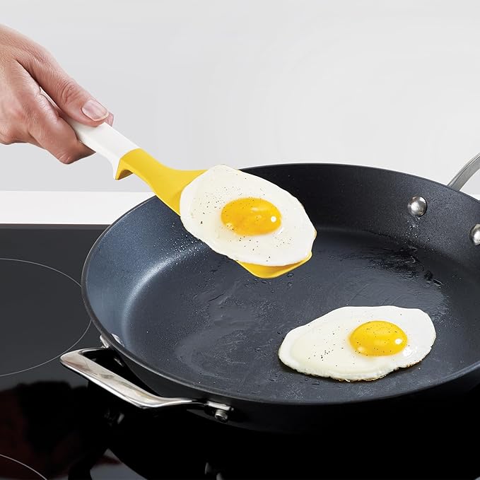 Joseph Joseph Silicone Elevate Egg Spatula with Integrated Tool Rest, White/Yellow