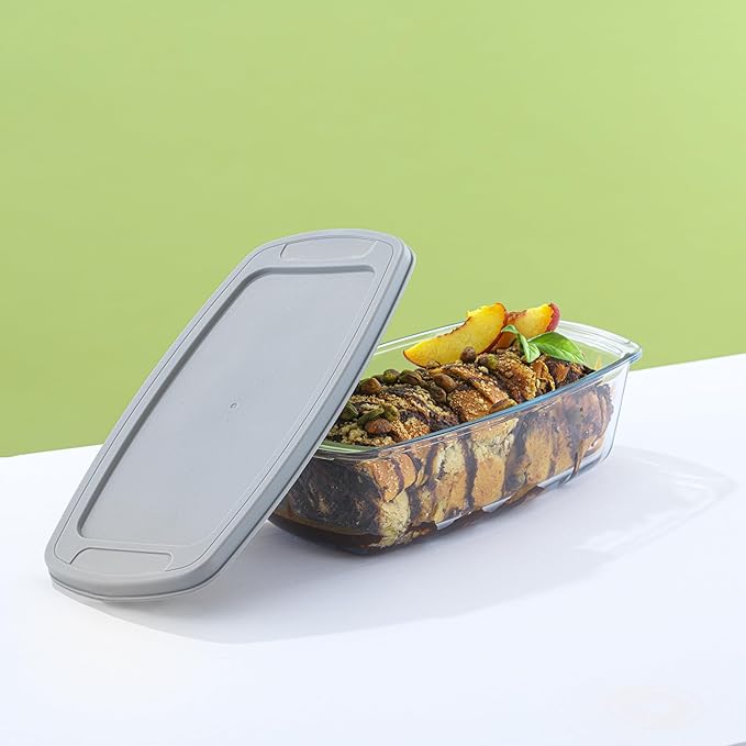 JoyJolt Glass Loaf Pan Set with Lid, Rectangular, 1.9 Quart, Deep, Meatloaf & Banana Bread Loaf Pans