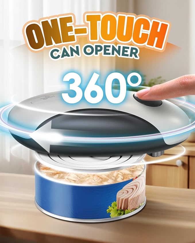 Electric Can Opener, Automatic Rechargeable Can Openers with One-Touch Smooth Edge & Magnetic Lid - Hands-Free Easy-Grip Opener for Seniors with Arthritis and Most Cans