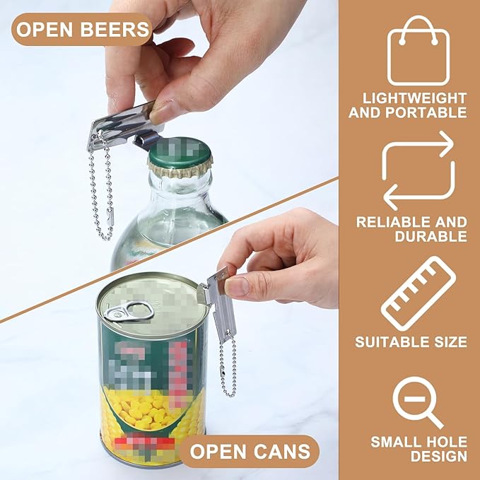24 Packs P-38 and P-51 Can Openers with Chains Military Can Opener Manual Portable Stainless Steel Camping Can Opener Keychain for Travel Camping Survival Outdoor