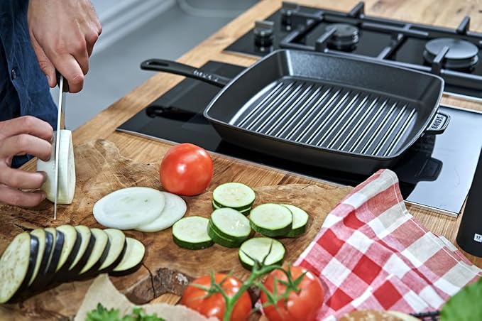 Staub Cast Iron 12-inch Square Grill Pan - Matte Black, Made in France