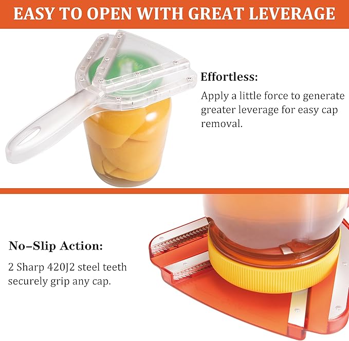 Jar Opener for Weak Hand & Seniors with Arthritis,Easy Twist Off Bottle Caps,Patent | Unique Kitchen Gadgets,Handheld Lid Top Open for Elderly/Women/Men (Transparent)