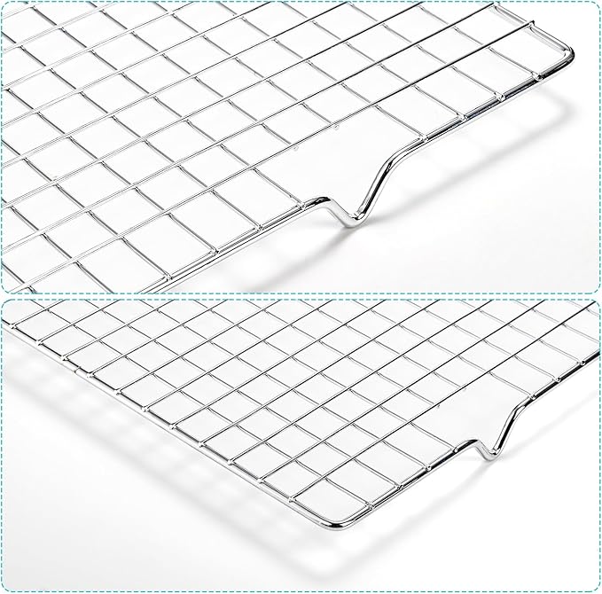 Tebery 2 Pack Heavy-Duty Wire Cooking Rack Baking Racks Fits Half Sheet Pan, Nonstick Baking & Cooling Grid for Roasting, Cooking, Grilling, Drying - 16" x 10"