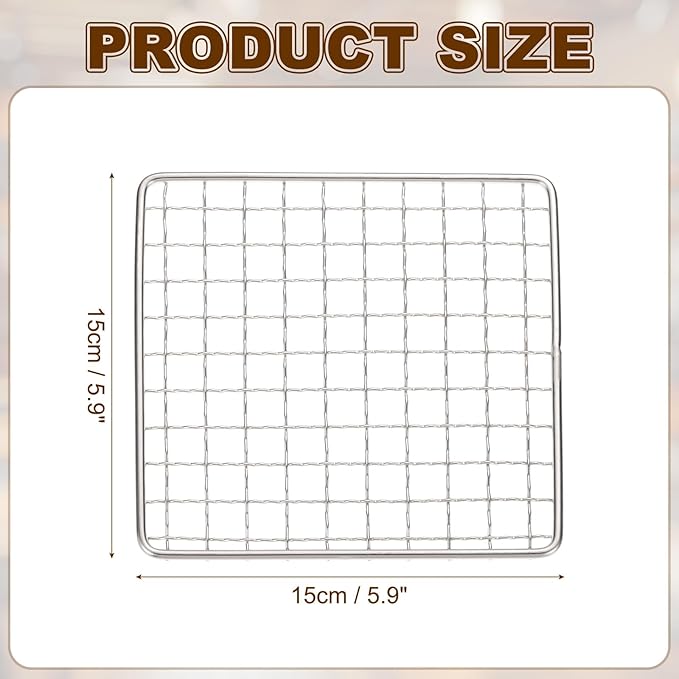uxcell Cooling Racks, 5.9" x 5.9" Stainless Steel Barbecue BBQ Grill Net Mesh Rack Grate for Cooking, Roasting, Grilling, Oven & Dishwasher Safe, Silver