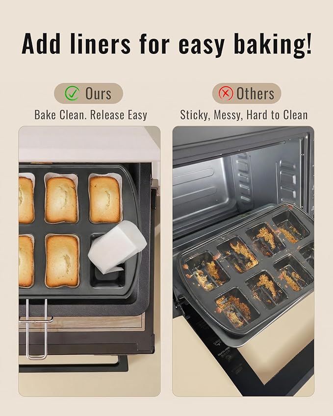 100 Pcs White Mini Loaf Pan Liners Compatible with Wilton Mini Loaf Pan, Natural Parchment Paper Cupcake Liners, Petite Loaf Baking Cups for Cupcake, Muffin, Brownies, 3.15*1.97*1.57inch