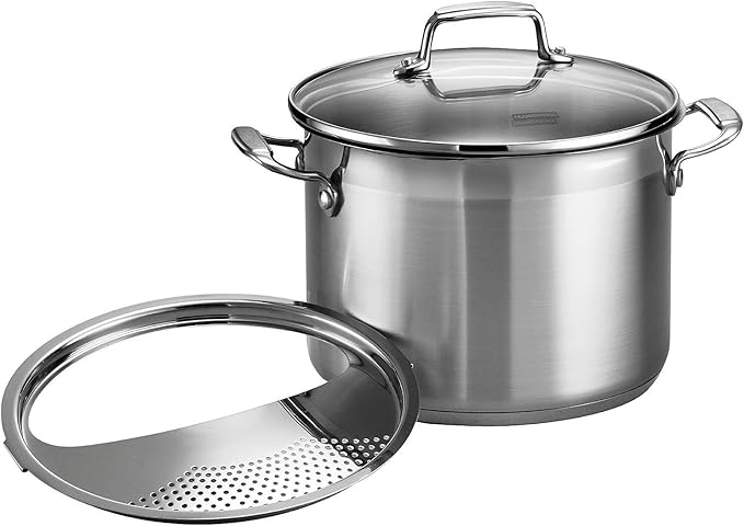 Tramontina Gourmet Stainless Steel 6-Quart Pasta Pot with Lid and Strainer