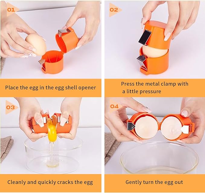 3pcs Egg Shell Opener Peeler for Hard Boiled Eggs, Egg Cracker for Raw Eggs, Stainless Steel Egg Separator, Eggshell Remover, Multifunctional Handheld Egg Tool Kitchen Gadgets for Cooking & Baking