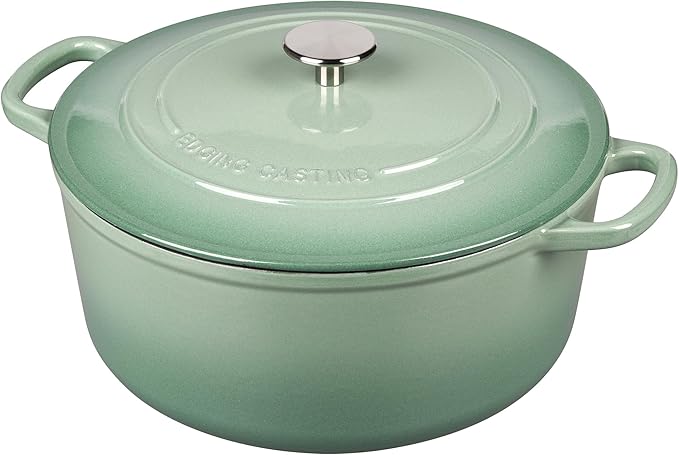 Enameled Cast Iron Dutch Oven Pot With Lid, 5.5 Quart, for Bread Baking, Cooking, Sage Green