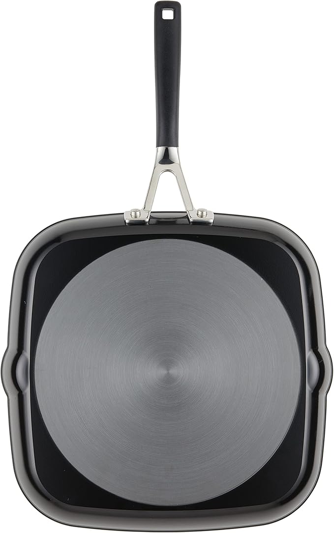 KitchenAid 84808 Hard Anodized Nonstick Square Grill Pan/Griddle with Pour Spouts, 11.25 Inch - Onyx Black