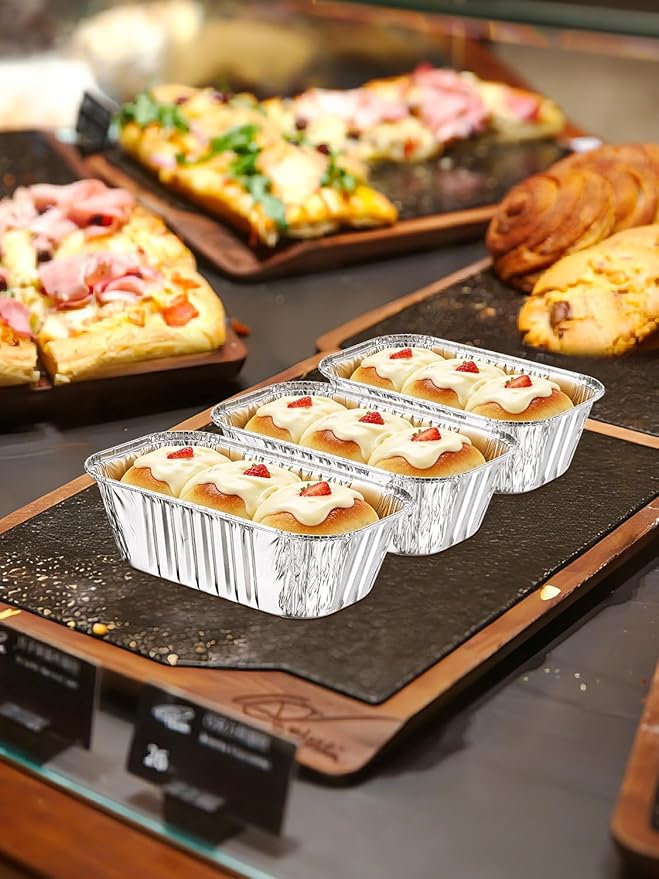 150 Pack 6x3.5x2 Disposable Aluminum Loaf Pans - 1 Lb Mini Loaf Pans, Small Aluminum Tin Foil Baking Pan, Food Containers for Baking, Cakes, Bread, Meat, Loaves