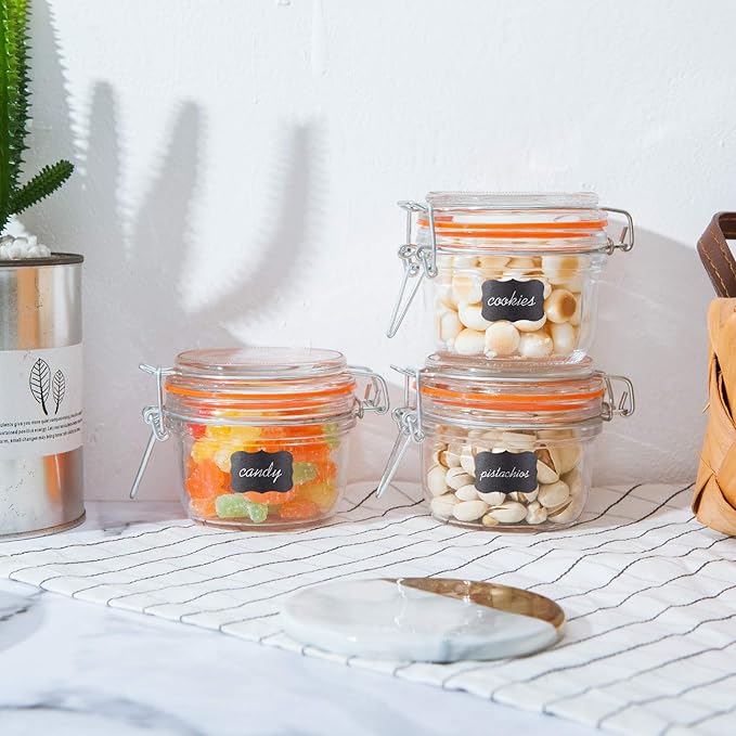 Encheng Small Glass Jars With Airtight Lids, Glass Spice Jar 5 oz,Maosn Jars With Leak Proof Rubber Gasket 150ml,Glass Storage Containers With Hinged Lid,Kitchen Canisters 12 Pack