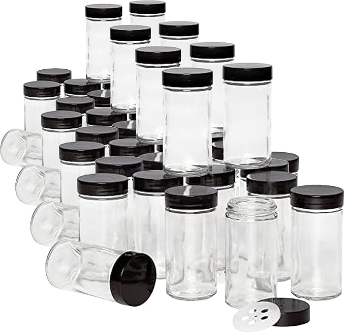 Kamenstein 5244227 Empty Jars With Black Cap, 3-Ounce (Pack of 48)