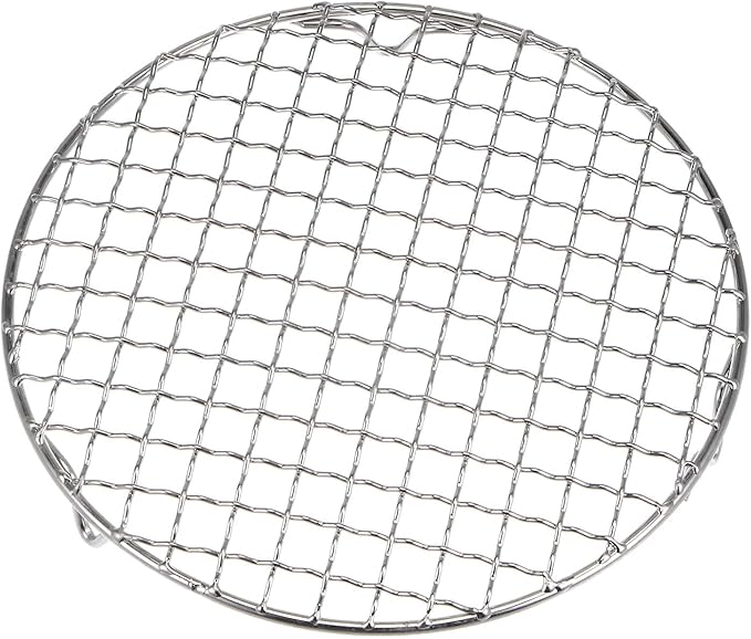 HARFINGTON Round Cooking Rack 8-inch 201 Stainless Steel Cross Wire Barbecue Grill Net with 20mm Legs for Cooking Baking Steaming BBQ
