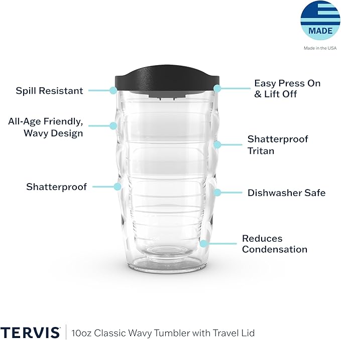 Tervis Construction Trucks Made in USA Double Walled Insulated Tumbler Travel Cup Keeps Drinks Cold & Hot, 10oz Wavy, Lidded