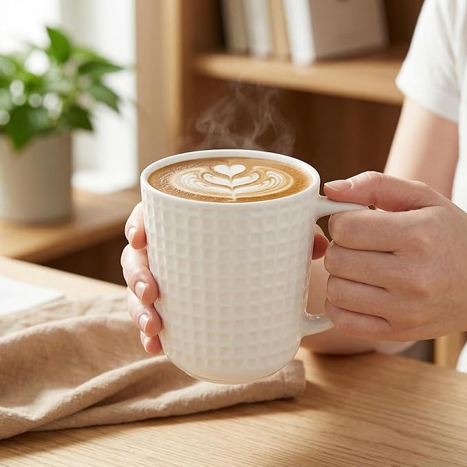 Large Coffee Mug - 20 oz White Coffee Mugs, Ceramic Big Coffee Mug with Handle, Porcelain Mug for Latte, Tea, Cocoa, Microwave and Dishwasher Safe, Home & Office, 1PC