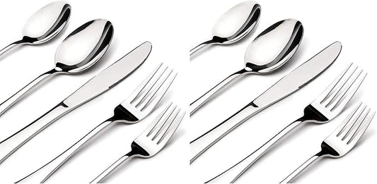 60 Piece Silverware Set for 12, Heavy Duty Stainless Steel Flatware Utensils Cutlery Set Including Steak Knife Fork and Spoon, Dishwasher Safe，Gift Package for Wedding Housewarming (Pack of 2)