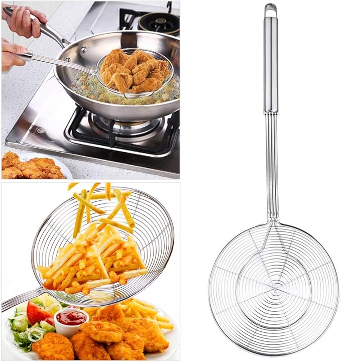 Spider Strainer Skimmer, Swify Stainless Steel Asian Strainer Ladle Frying Spoon with Handle for Kitchen Deep Fryer, Pasta, Spaghetti, Noodle, 5.5 Inch