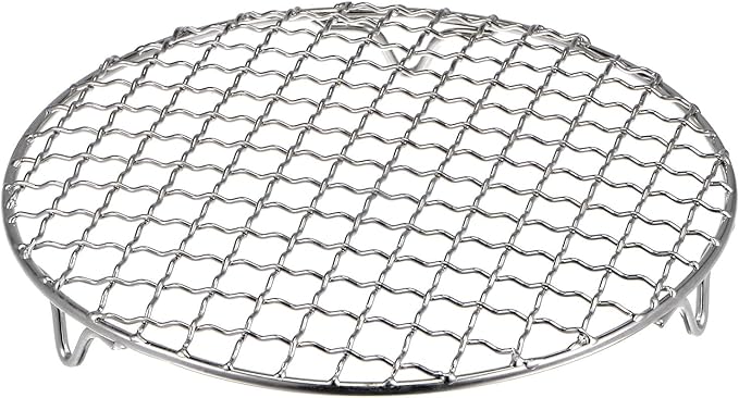 HARFINGTON Round Cooking Rack 7-inch 201 Stainless Steel Cross Wire Barbecue Grill Net with 20mm Legs for Cooking Baking Steaming BBQ