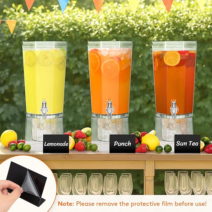 Lifewit 1 Gallon Drink Dispenser for Parties 2 Pcs, 4L Plastic Beverage Container with Stand for Juice/Tea/Soda & Lemonade, Clear Water Pitcher with Spigot for Mimosa Bar Hosting 39 x 16 cm/15x6"