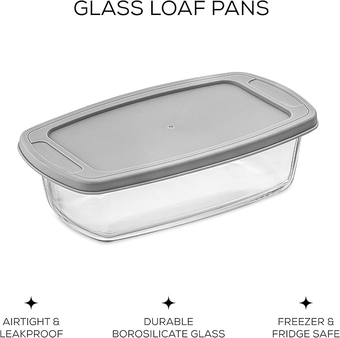 JoyJolt Glass Loaf Pan Set with Lid, Rectangular, 1.9 Quart, Deep, Meatloaf & Banana Bread Loaf Pans