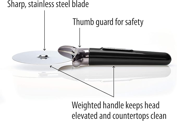 Farberware Professional Stainless Steel Pizza Cutter, 9.37-Inch, Black