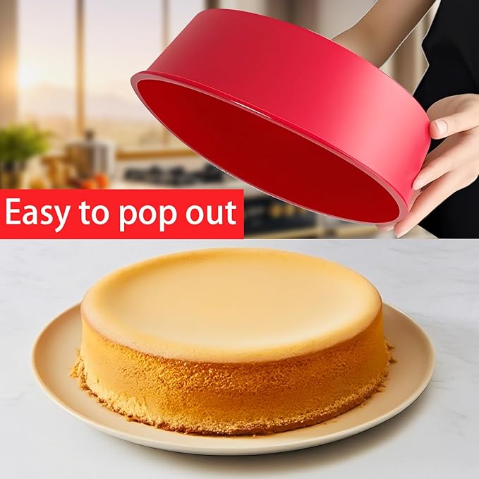 AVIDON 8 inch Cake Pans- Silicone Round Cake Molds for Layer Cake, Cheese Cake and Chocolate Cake, Non-stick and dishwasher safe silicone baking pans 4 packs (4)