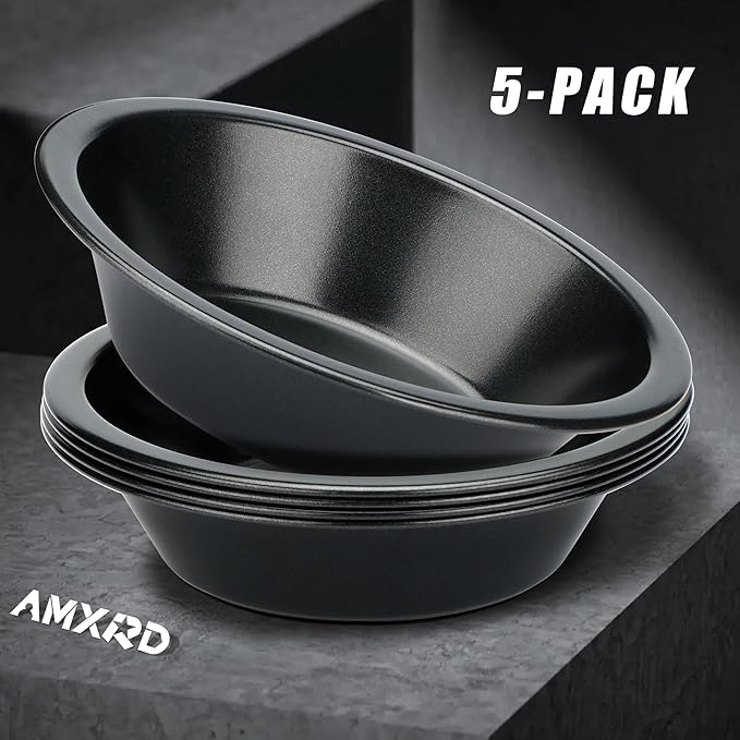 5 inch Mini Pie Pans, 5-Piece Small Round Cake Pan, Reusable Nonstick Carbon Steel Pie Tins for Oven and Instant Pot Baking
