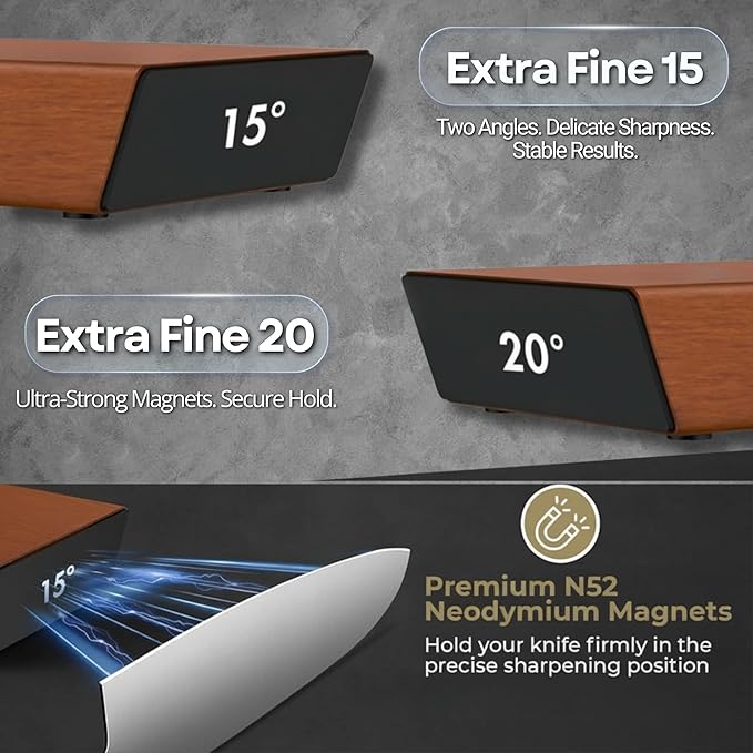 Rolling Knife Sharpener – High Carbon Stainless Steel Kitchen Knife Sharpener with 400,1000 Diamond & 3000 Ceramic Discs, 15° & 20° Sharpening Angles, Knife Sharpening Kit