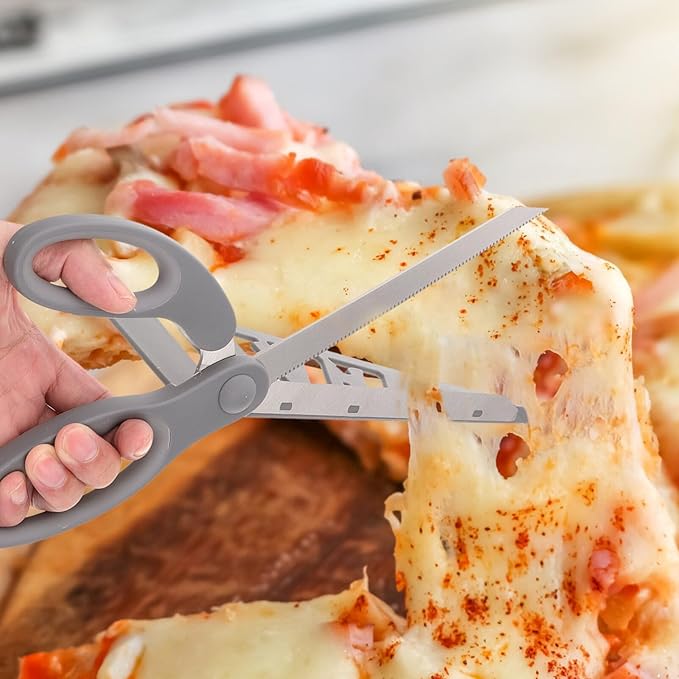 Amosfun Stainless Steel Pizza Scissors with Detachable Shovel and Plastic Handle Kitchen Pizza Cutter for Family and Restaurant Use Easy to Clean 12.99 X 5.11 X 3.14 Inches