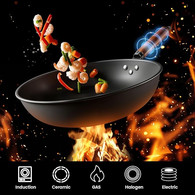 1700W Commercial Induction Wok Cooktop – Concave Wok Burner with Continuous Heating, Professional Countertop Induction Stove for Stir Fry, 120V Electric Wok Burner