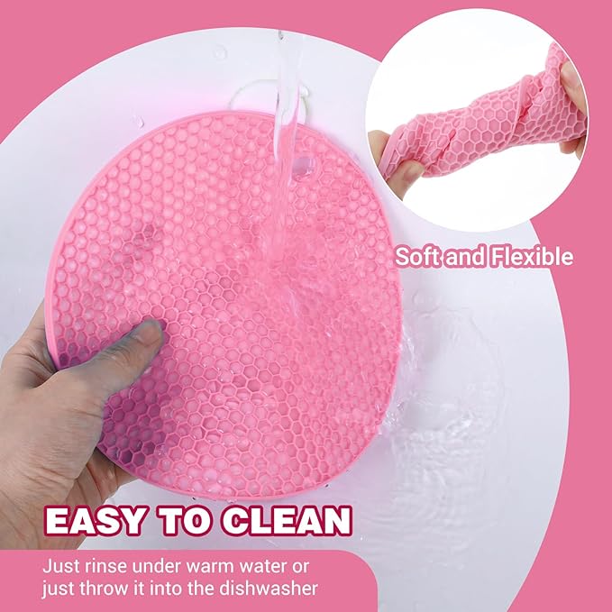 3Pcs Rubber Jar Opener,Round Large Jar Opener Gripper Pad Multipurpose Openers for Seniors Kitchen Non-Slip Coasters for Weak Hands,6.7x6.7Inch - Pink