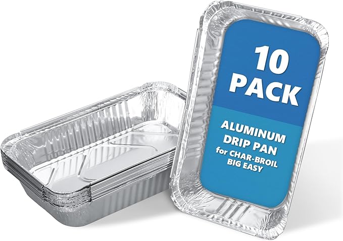 SafBbcue Aluminum Grill Drip Pan Liners for Char-Broil The Big Easy 2425514W12 Grease Tray, Heavy Duty Disposable Foil Grease Catchers for Charbroil Big Easy Turkey Fryer Accessories, 10 Pack