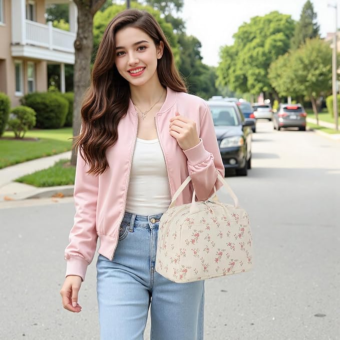 Bluboon Lunch Bag for Women Men Cute Corduroy Lunch Tote Bags Reusable Insulated Lunch Box Large Capacity Reusable Insulated Cooler for Work Picnic or Travel