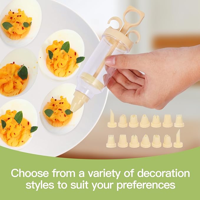 2-Layer Deviled Egg Containers With Lid,36pcs Easter Deviled Egg Tray Carrier with Handl Injector Piping Tool,Portable Stackable Egg Holder Platter Holder Organizer for Refrigerator Party Picnic Event