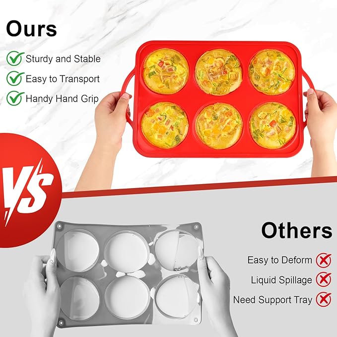4 Inch Jumbo Muffin Top Pan with Metal Frames, Silicone Egg Mold for Breakfast Sandwiches, Egg Bite Baking Tray, BPA Free & Non-Stick