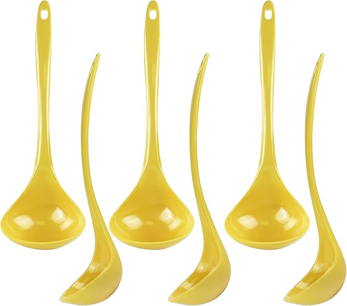 Reston Lloyd Melamine Soup Ladle Kitchen Utensil, Premium Quality Utensil with Heat Resistant Ergonomic Handle, Durable BPA-Free Plastic, 10.5 inch long, 6pc Set, Lemon