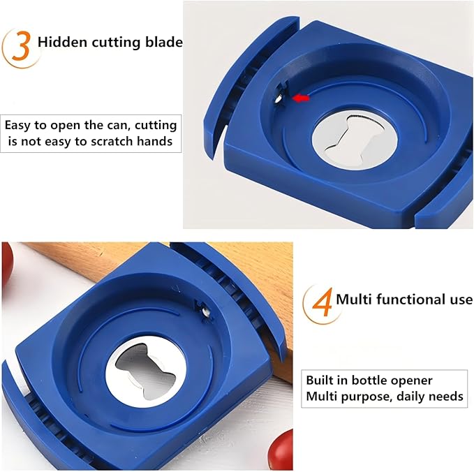 aluminum Can Opener，can top remover，Lid Remover， beer- Soft Edge- soda- can opener，Handheld Safety Manual Can Opener，for 8-19 Oz aluminum Soft Edge Cans, Household Bar Tool（Blue 1PCS）