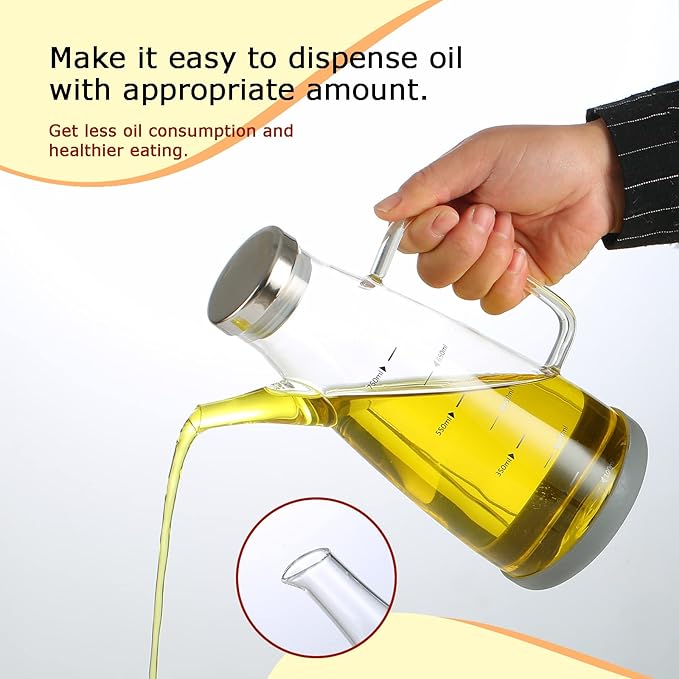Oil Dispenser for Kitchen,25OZ Oil Bottles Cooking Oil Dispenser with Drip Free Spout and Non Slip Bottom Fits in Home,Kitchen,Barbecue,Party (750ml)