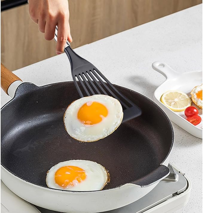 Tenta Kitchen Nonstick cookware Thin Fish Spatula Turner Flexible Nylon Metal Egg Spatulas Wide Blade Lightweight Heat Resistant Kitchen Use