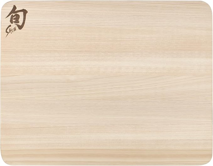 Shun Cutlery Small Hinoki Cutting Board, 10.75" x 8.25" Small Wooden Cutting Board for Kitchen, Medium-Soft Wood Preserves Knife Edges, Forest Stewardship Council Certified, Japanese Chopping Board