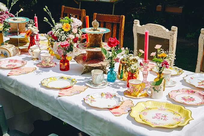Talking Tables Tea Party Vintage Floral Paper Plates Large | Truly Scrumptious | Also Great For Birthday Party, Baby Shower, Wedding And Anniversary | 4 Count