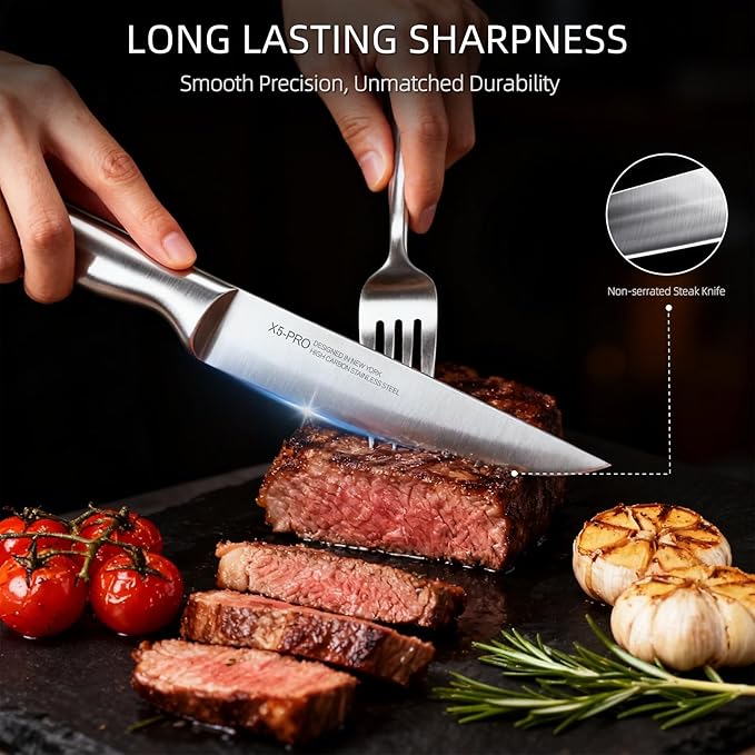 2026 Upgraded Knife Set, 13-Piece Japanese High-Carbon Stainless Steel Kitchen Knife Block Set with Ergonomic Handles, Razor-Sharp Blades for Home & Professional Use