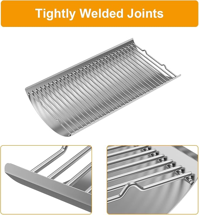 LS'BABQ Stainless Steel 27 Inch Charcoal Ash Pan Replacement for Chargriller Charcoal 1224 1324 2121 2222 2727 2828 2929, Charbroil 17302056 Grills, Charcoal Tray Grates with 2pcs Fire Grate Hangers