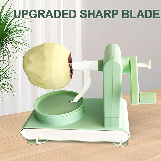 Apple Peeler, Slicer, and Corer Set – 8 Wedges Apple Slicer Corer，Stainless Steel Blades，Effortless Peeling for All Apples & pears (Light green)